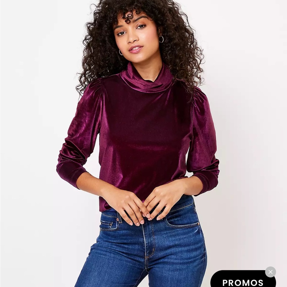 LOFT XXS Worn Once Velvet Women's Sweater -  Purple Plum